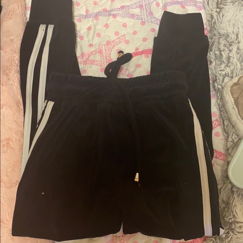 kids black velvet sweats joggers